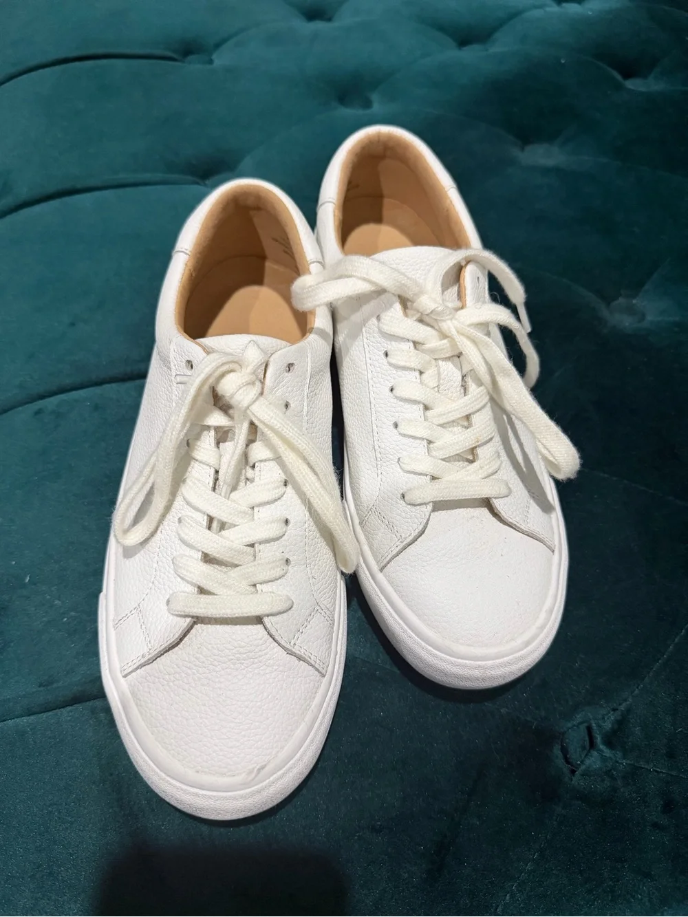 Classic White Textured Leather Sneakers